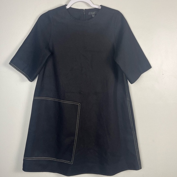 Cos topstitched black wool/cashmere mod short sleeve dress size 2 - Picture 4 of 10